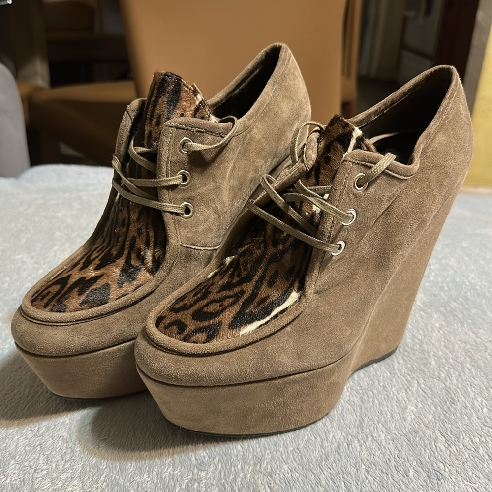 Stuart Weitzman Brown Wedges chunky Shoes